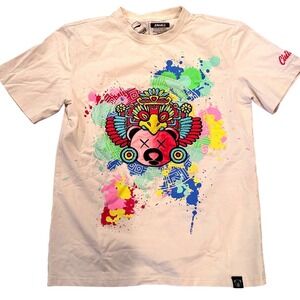 Civilized Bear Graphic T-Shirt Small Neon Embroidered Streetwear Cotton‎ Blend